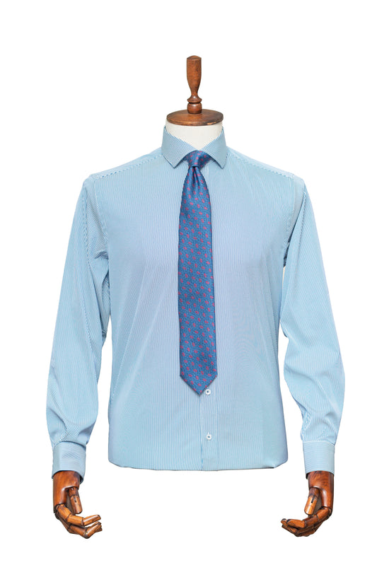 Formal Navy Blue Pinstripe Shirt
