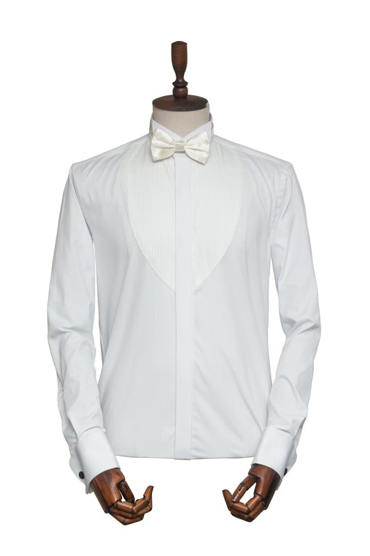 Tuxedo Pleats White Shirt