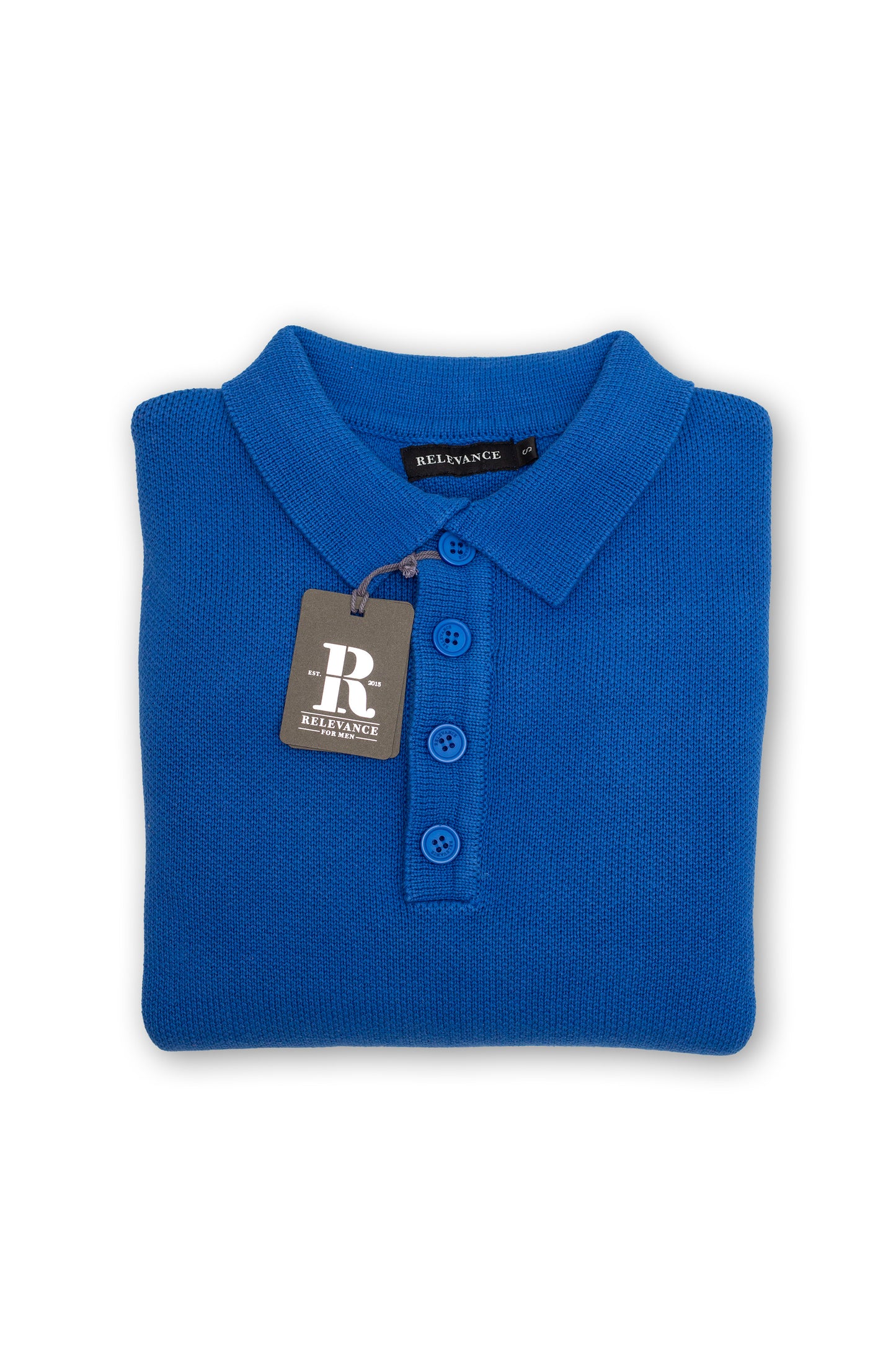 Blue Long Sleeve Knitted Polo