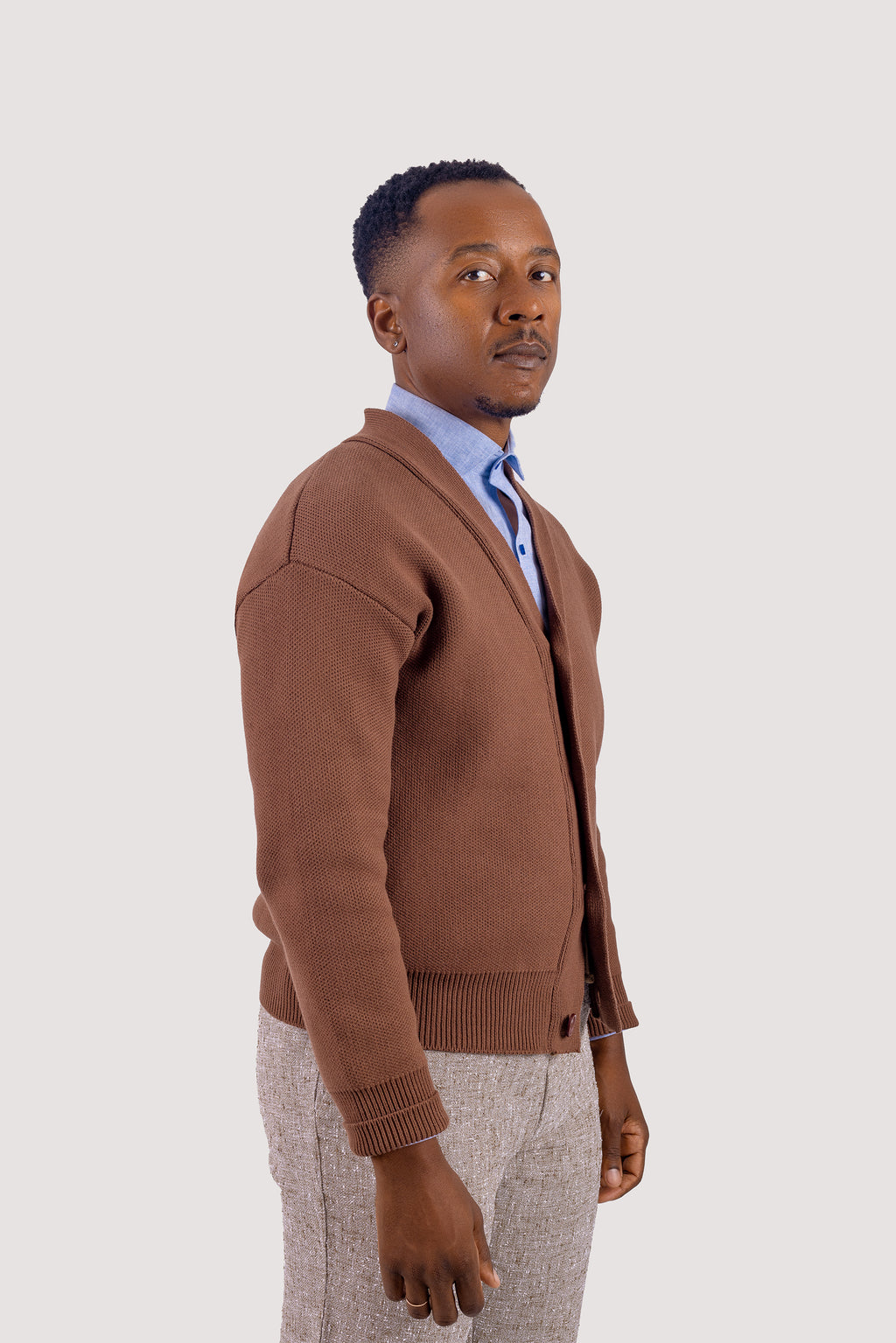 Brown Cotton Cardigan