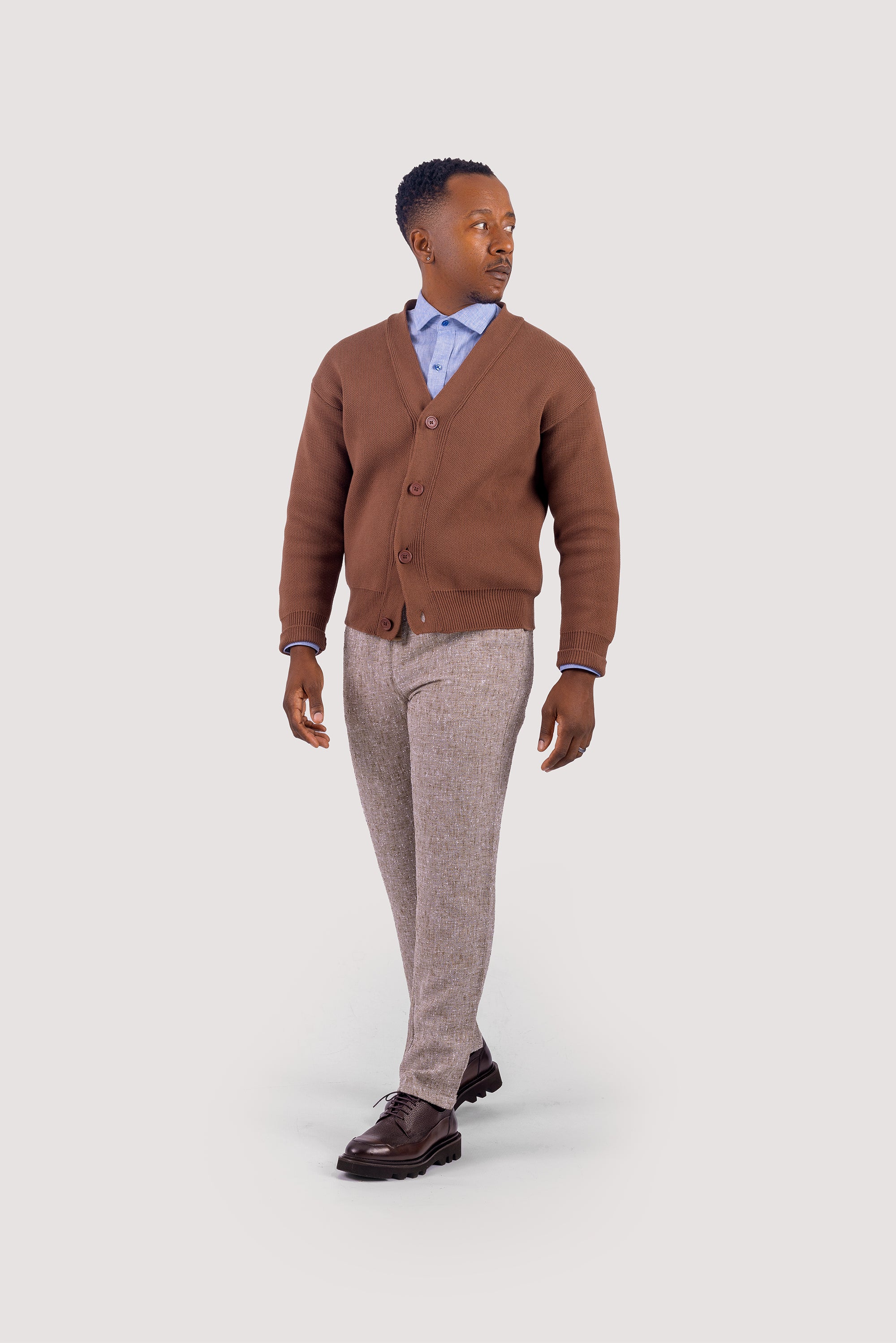 Brown Cotton Cardigan