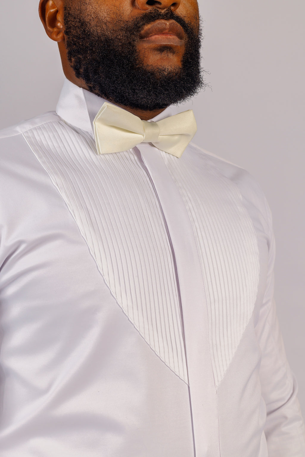 White Pleated Tuxedo shirt