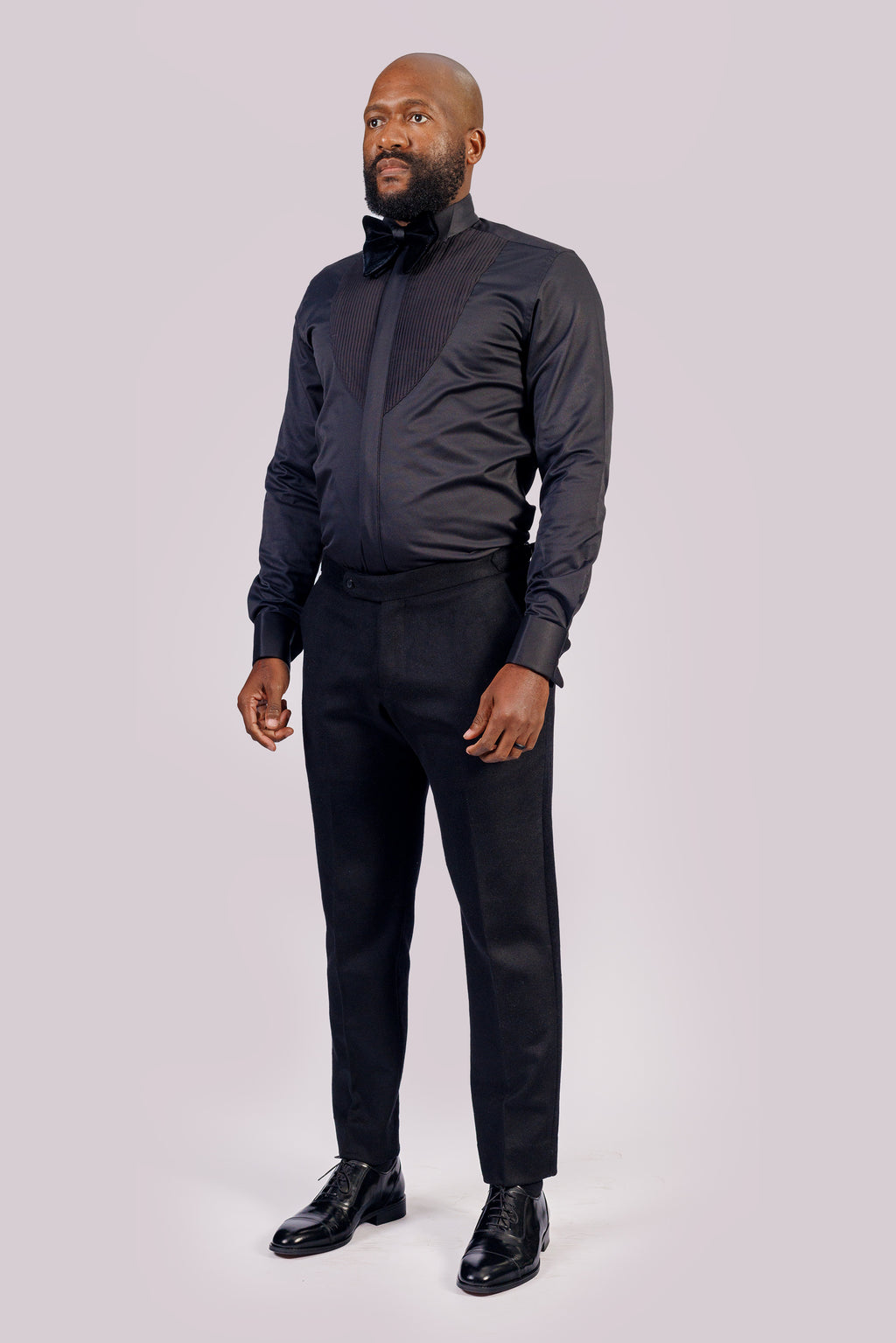 Black Pleated Tuxedo Shirt
