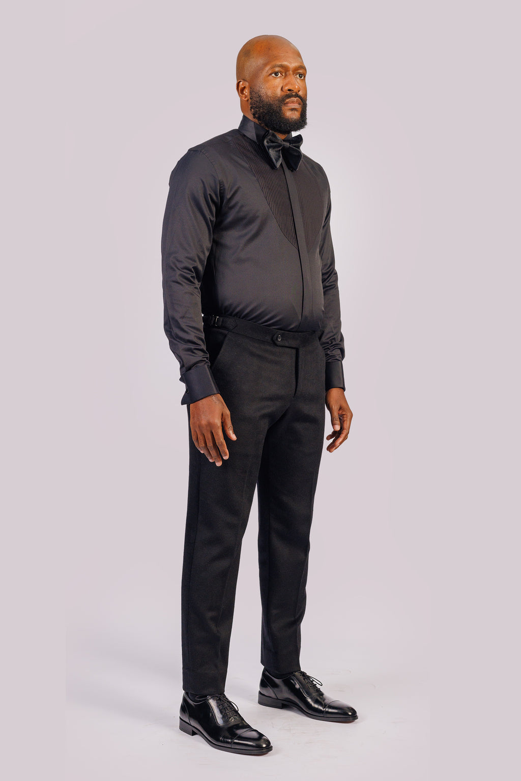 Black Pleated Tuxedo Shirt