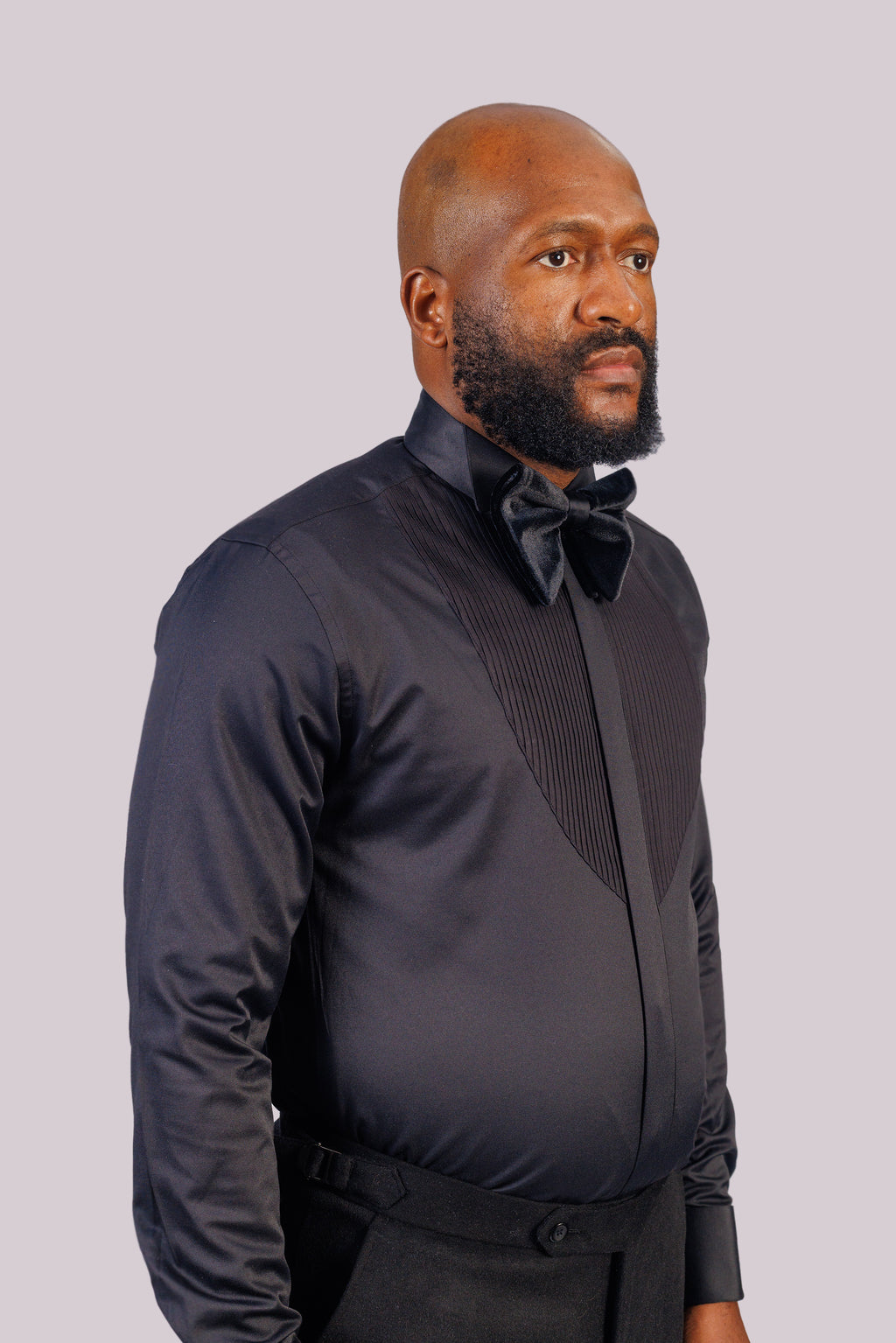 Black Pleated Tuxedo Shirt