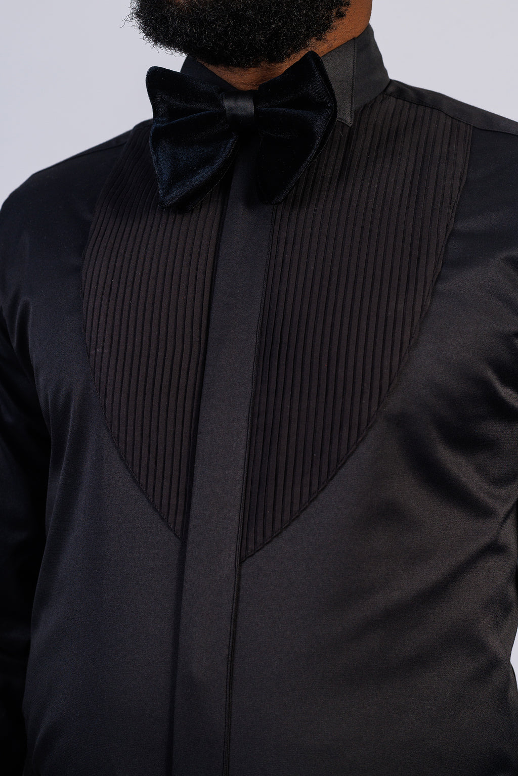 Black Pleated Tuxedo Shirt