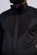 Black Pleated Tuxedo Shirt
