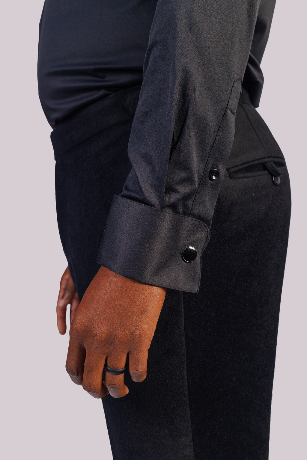 Black Pleated Tuxedo Shirt