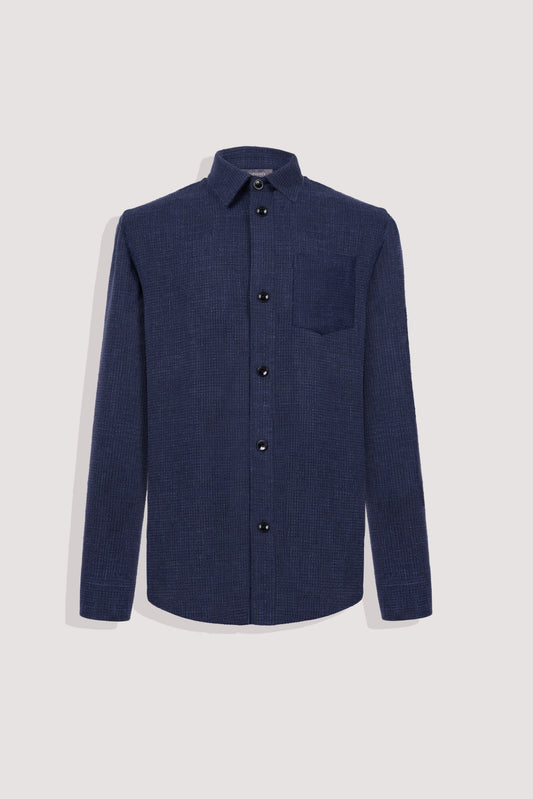 Relaxed Fit Textured Shirt - Navy Blue