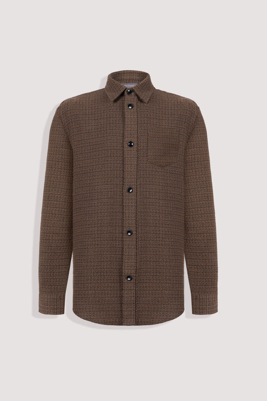 Relaxed Fit Textured Shirt - Dark Brown