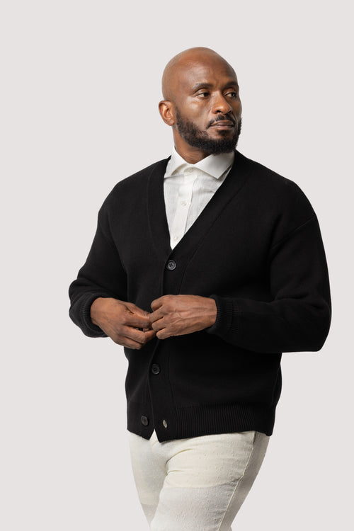 Black Cotton Cardigan