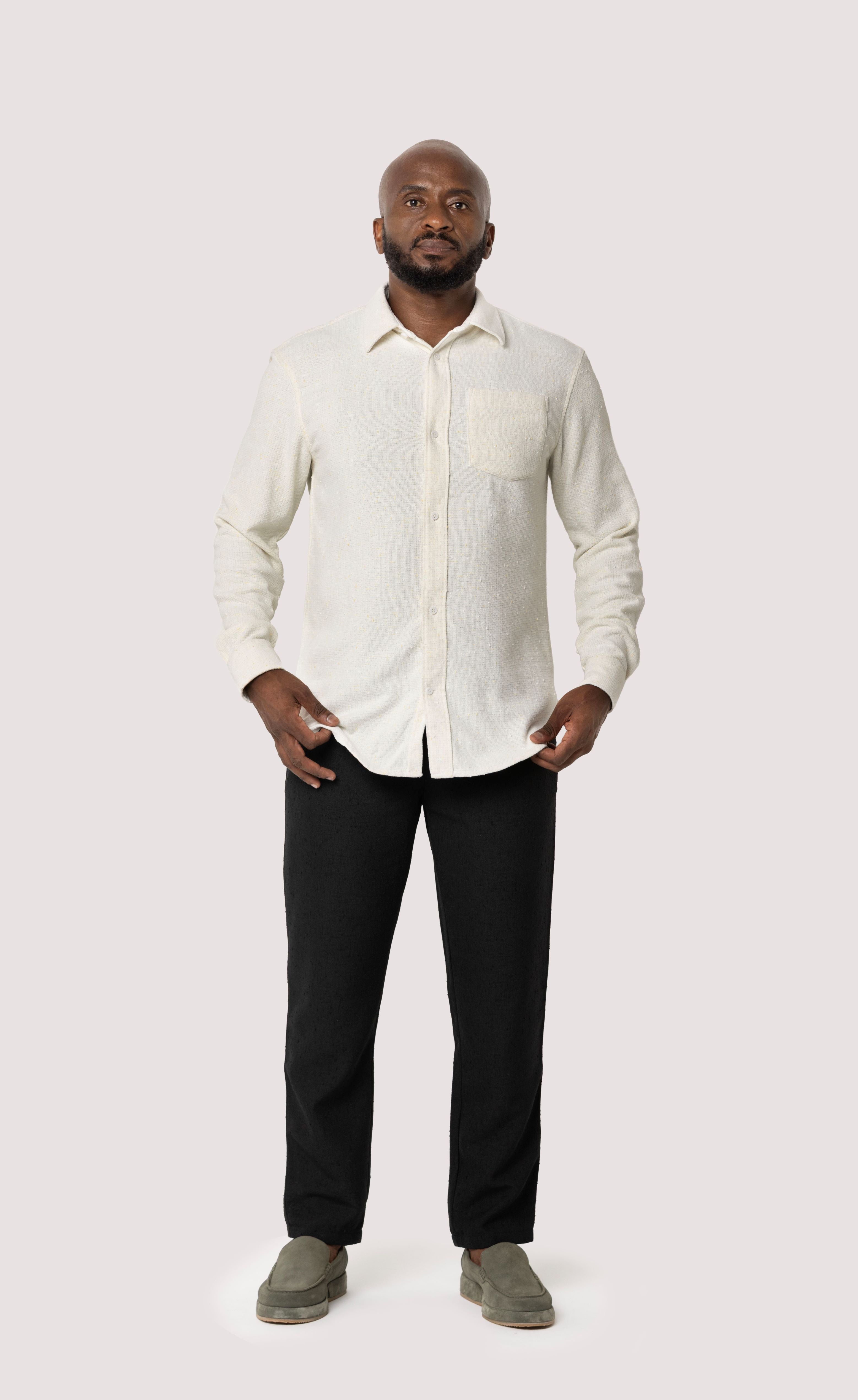 Regular Fit Jacquard Pants - Black