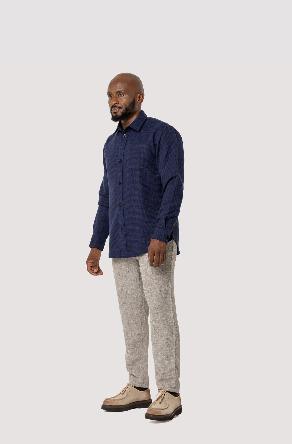 Relaxed Fit Textured Shirt - Navy Blue