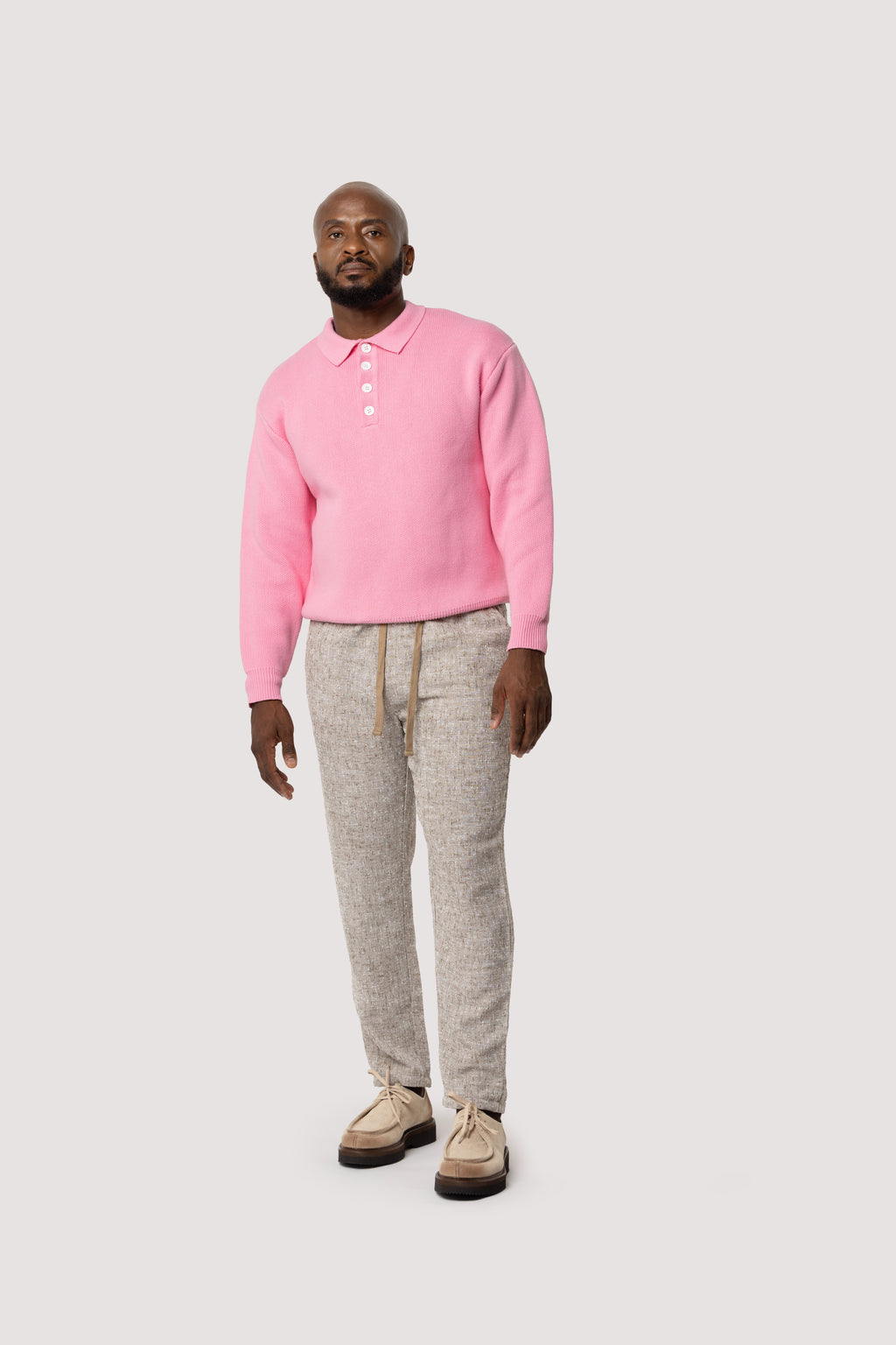 Baby Pink Long Sleeve Knitted Polo