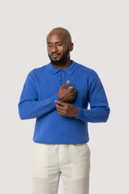 Blue Long Sleeve Knitted Polo