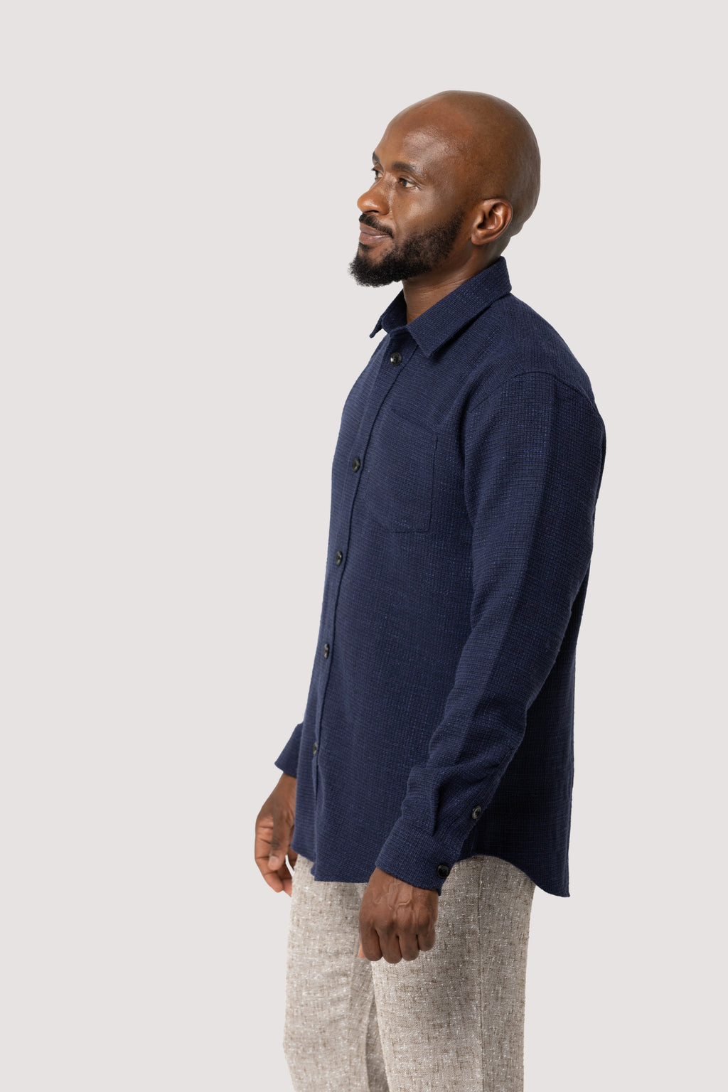 Relaxed Fit Textured Shirt - Navy Blue
