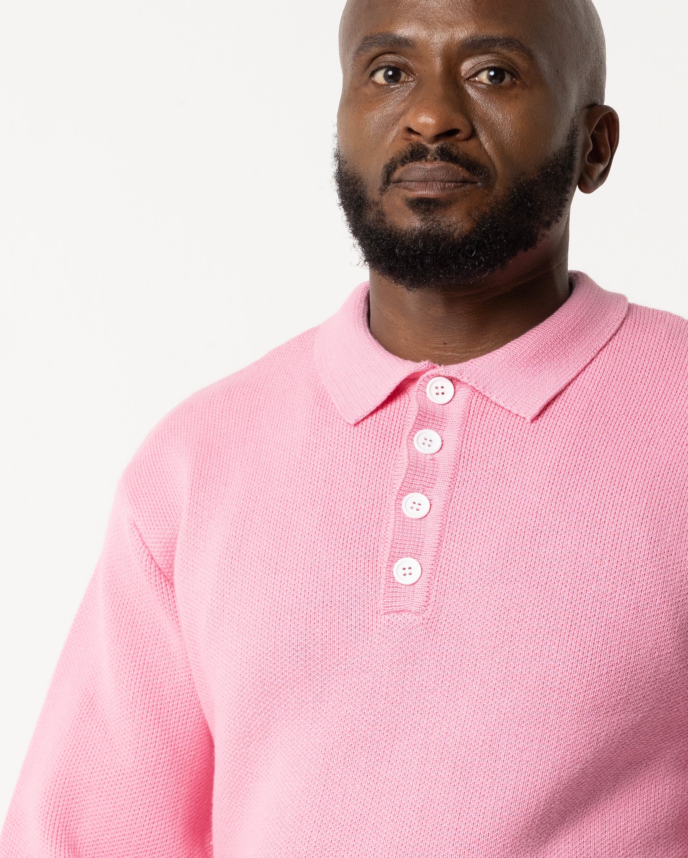 Baby Pink Long Sleeve Knitted Polo – Relevance For Men