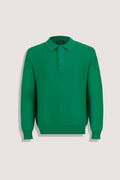 Green Long Sleeve Knitted Polo