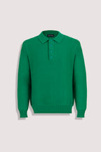 Green Long Sleeve Knitted Polo