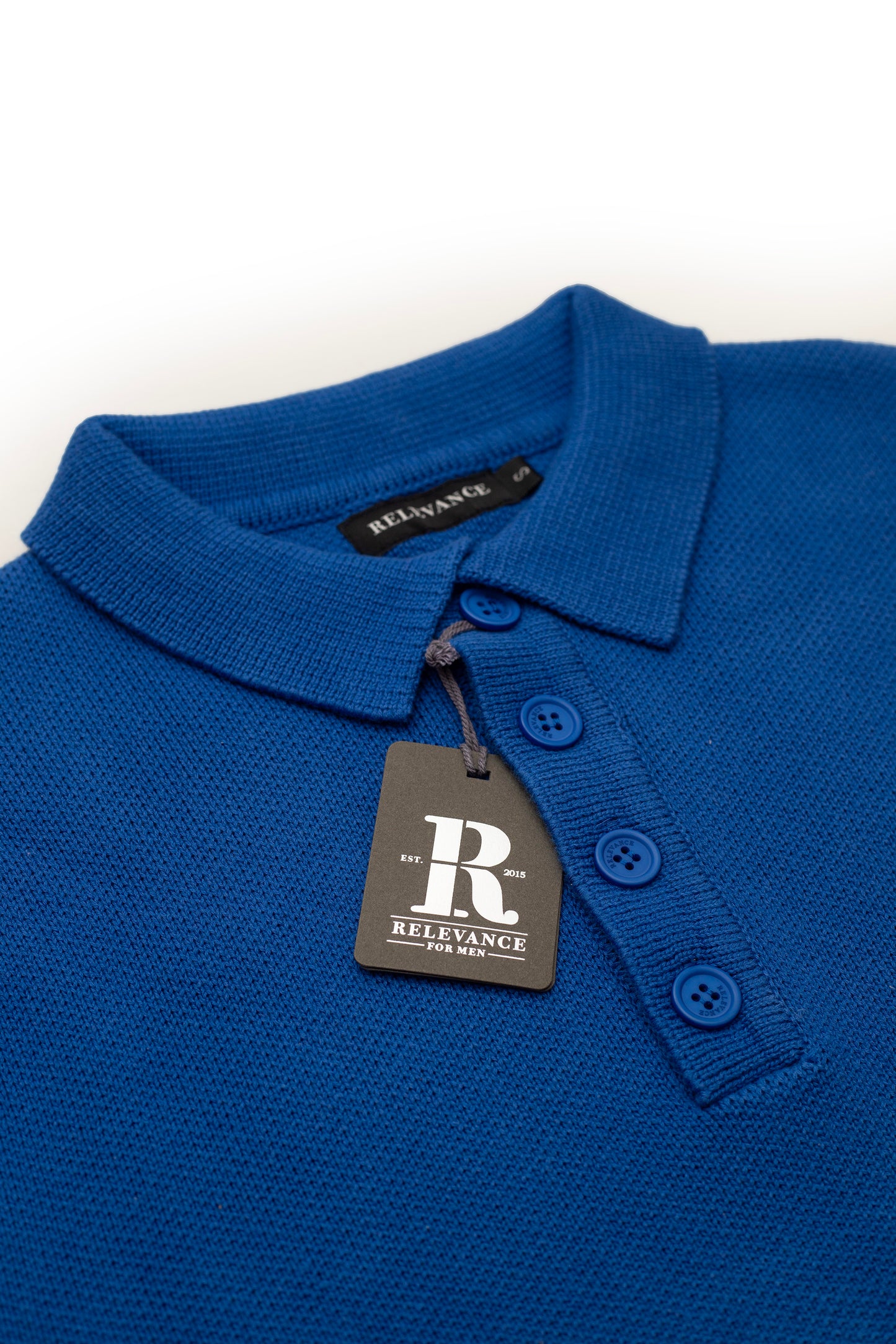 Blue Long Sleeve Knitted Polo