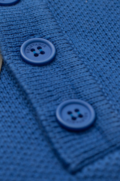 Blue Long Sleeve Knitted Polo