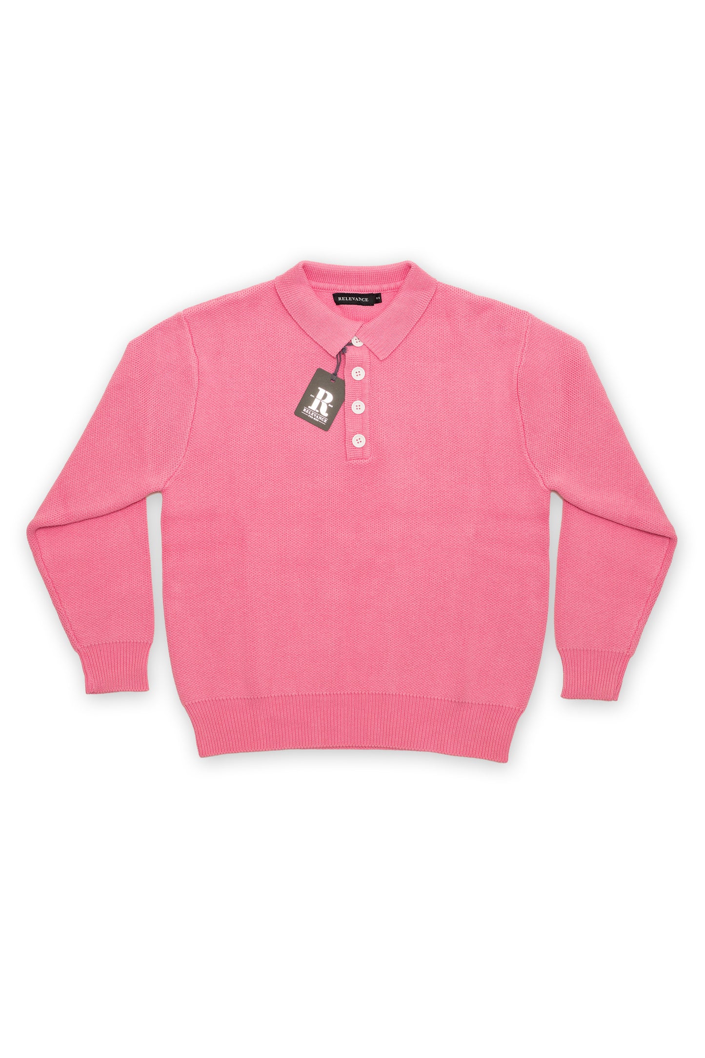 Baby Pink Long Sleeve Knitted Polo