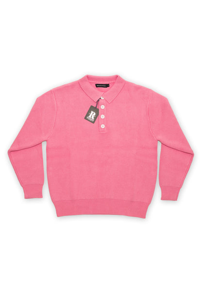Baby Pink Long Sleeve Knitted Polo
