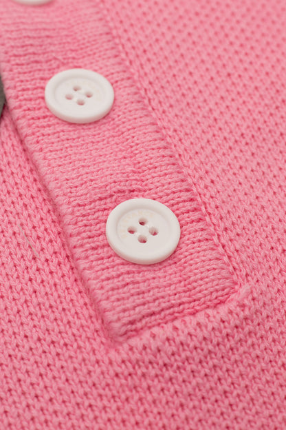 Baby Pink Long Sleeve Knitted Polo