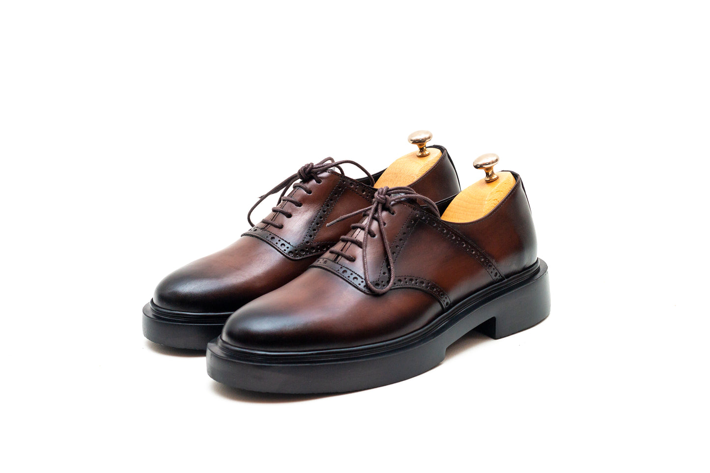 Capri Perforated Brown Lace Up Shoe