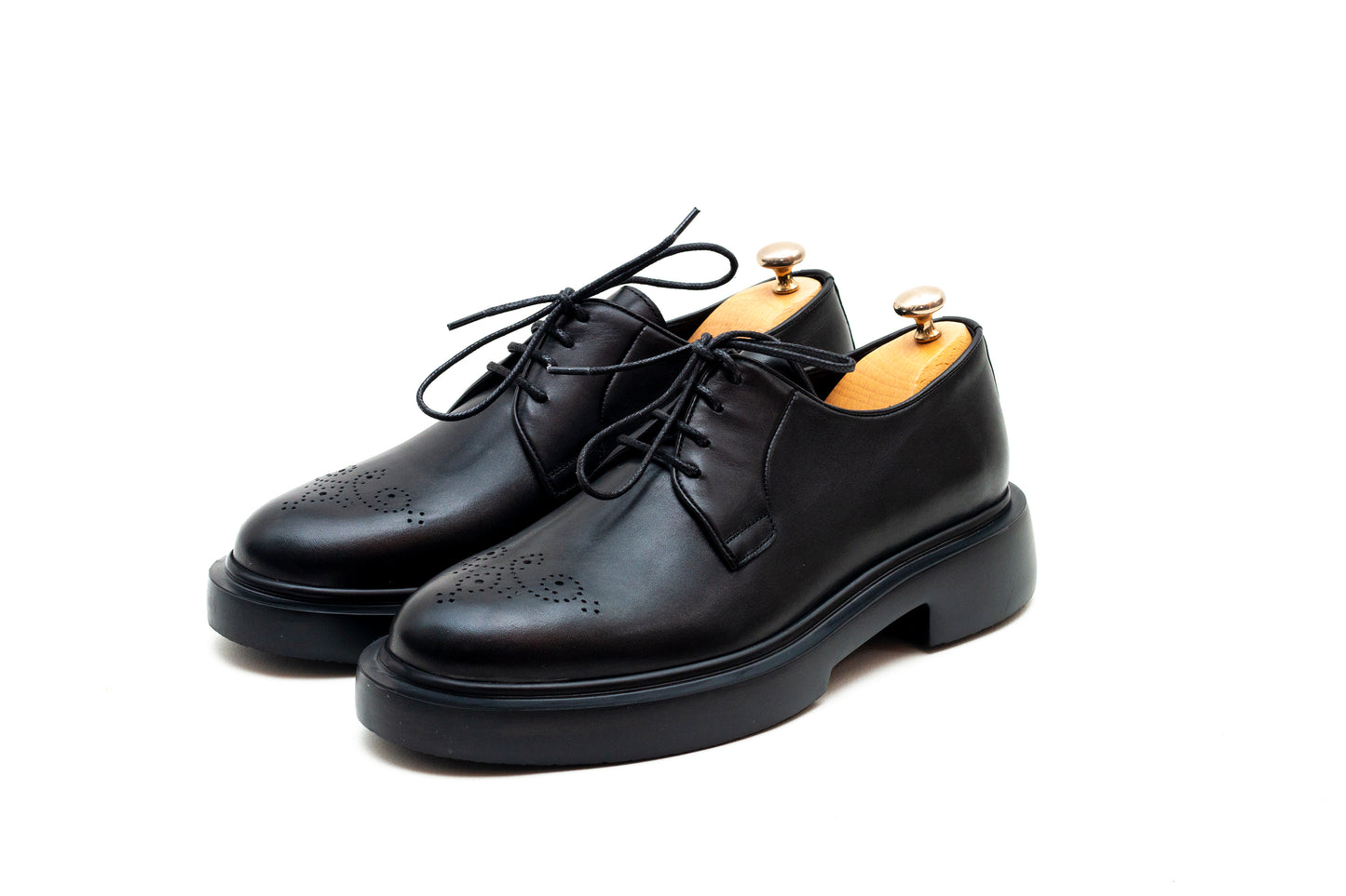 Capri Perforated Black Derby Shoe