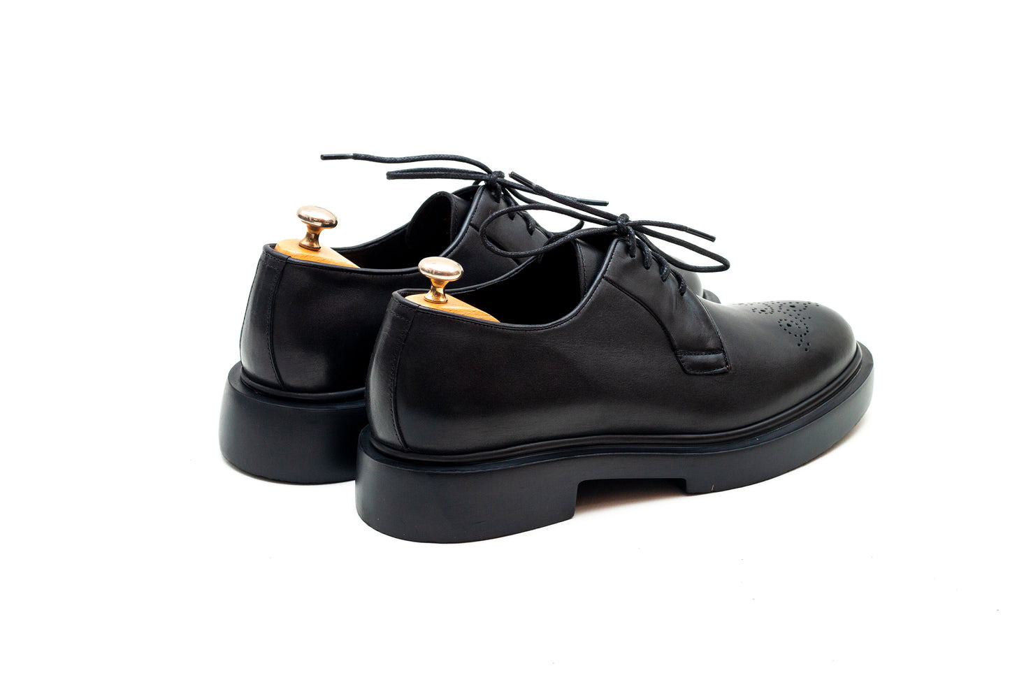 Capri Perforated Black Derby Shoe