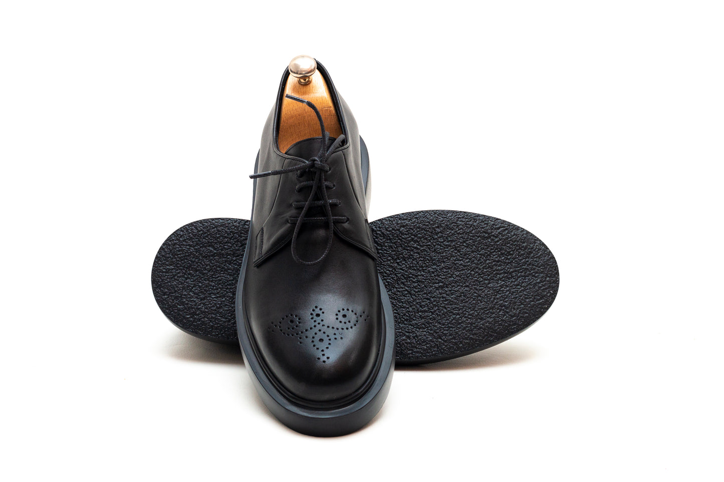 Capri Perforated Black Derby Shoe