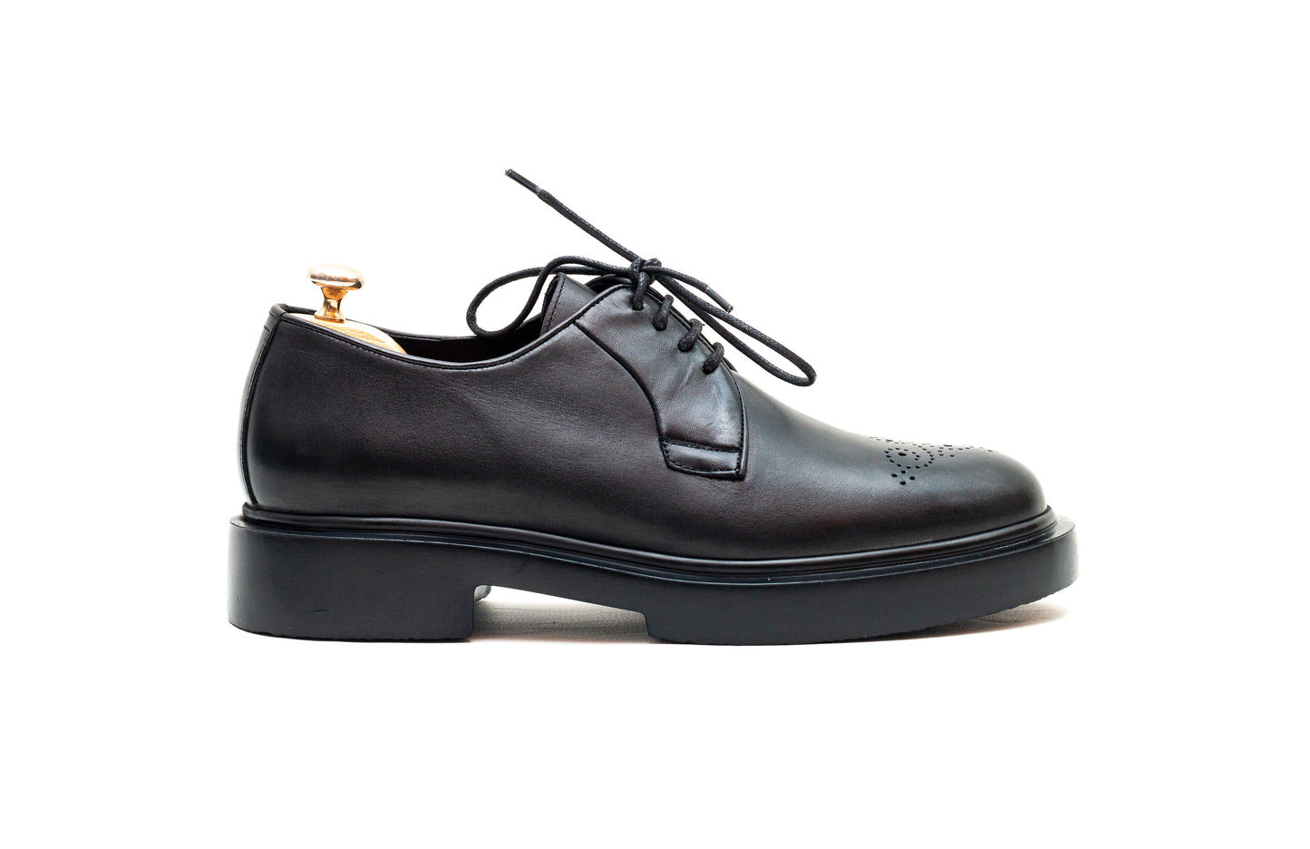 Capri Perforated Black Derby Shoe