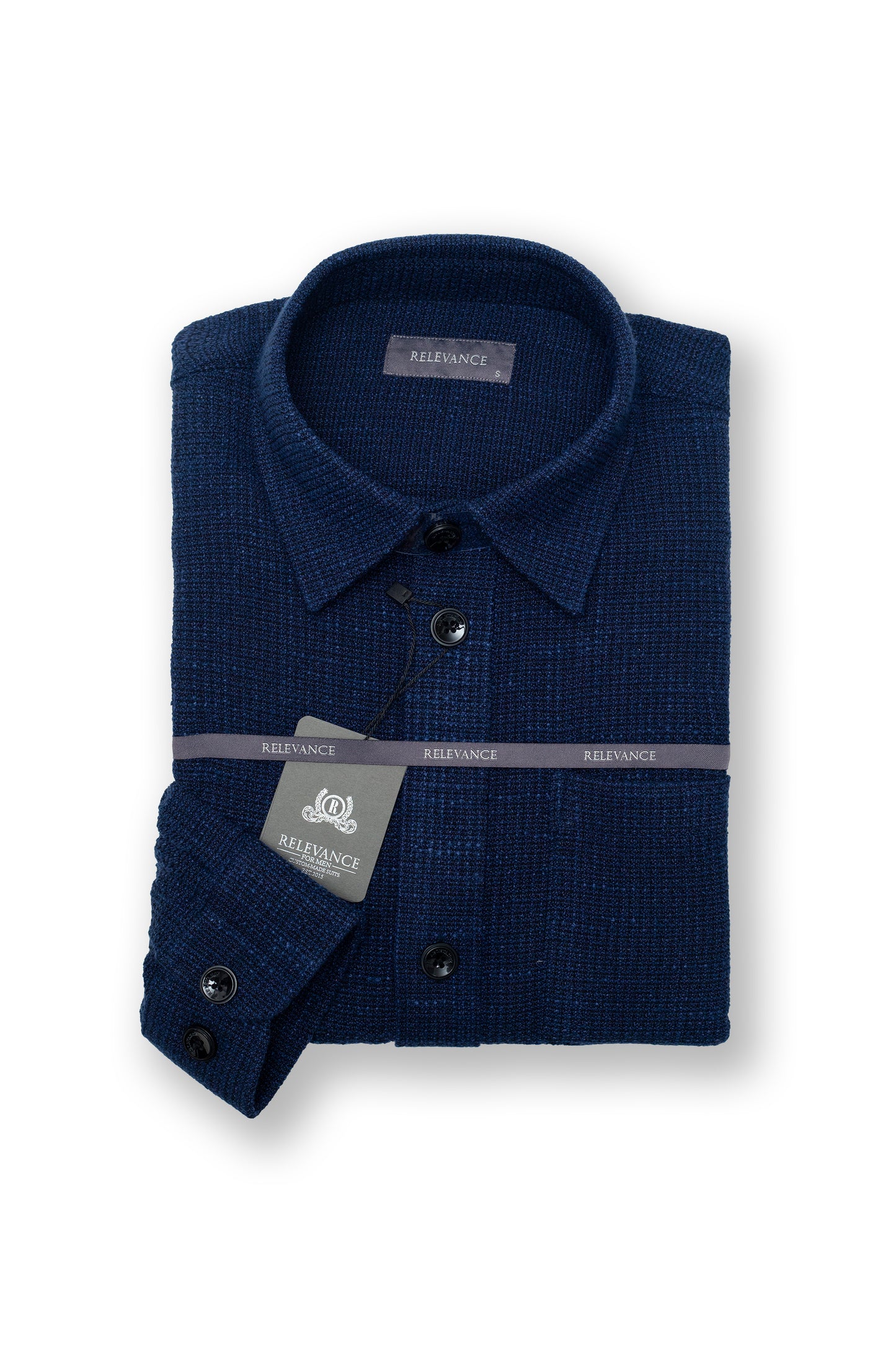 Relaxed Fit Textured Shirt - Navy Blue