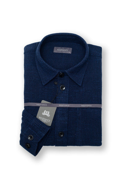 Relaxed Fit Textured Shirt - Navy Blue