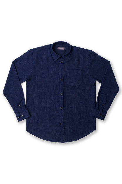 Relaxed Fit Textured Shirt - Navy Blue