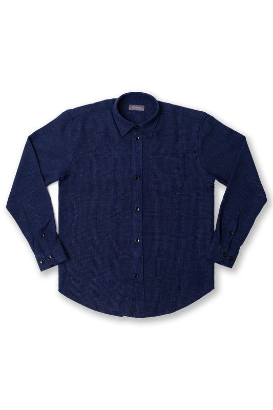 Relaxed Fit Textured Shirt - Navy Blue