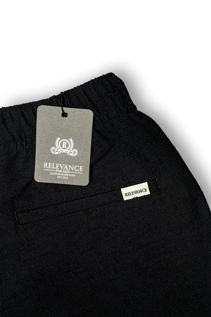 Regular Fit Jacquard Pants - Black