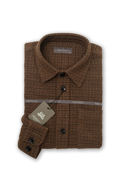 Relaxed Fit Textured Shirt - Dark Brown