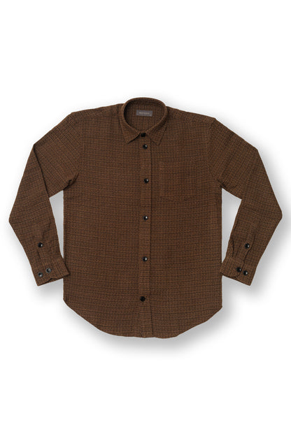 Relaxed Fit Textured Shirt - Dark Brown