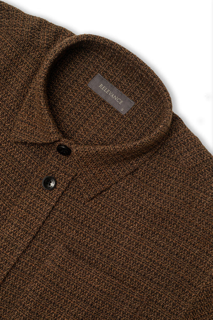 Relaxed Fit Textured Shirt - Dark Brown