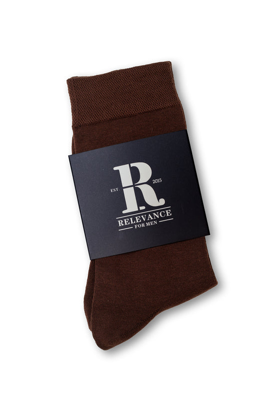 Mercerised Cotton Socks - Dark Brown