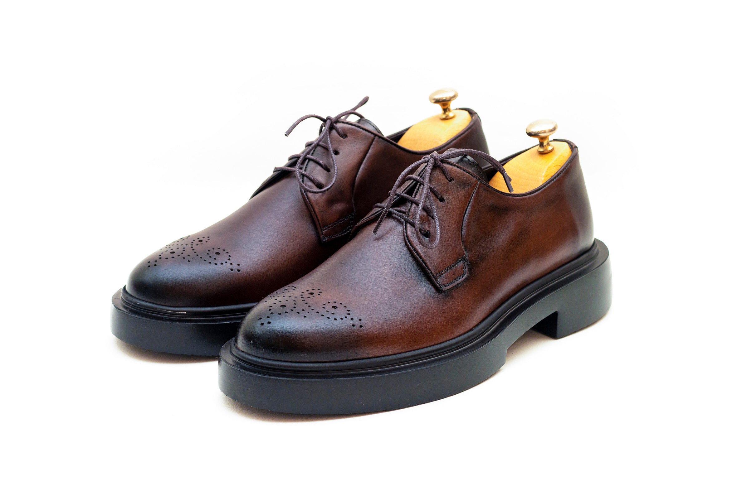 Capri Perforated Brown Derby Shoe