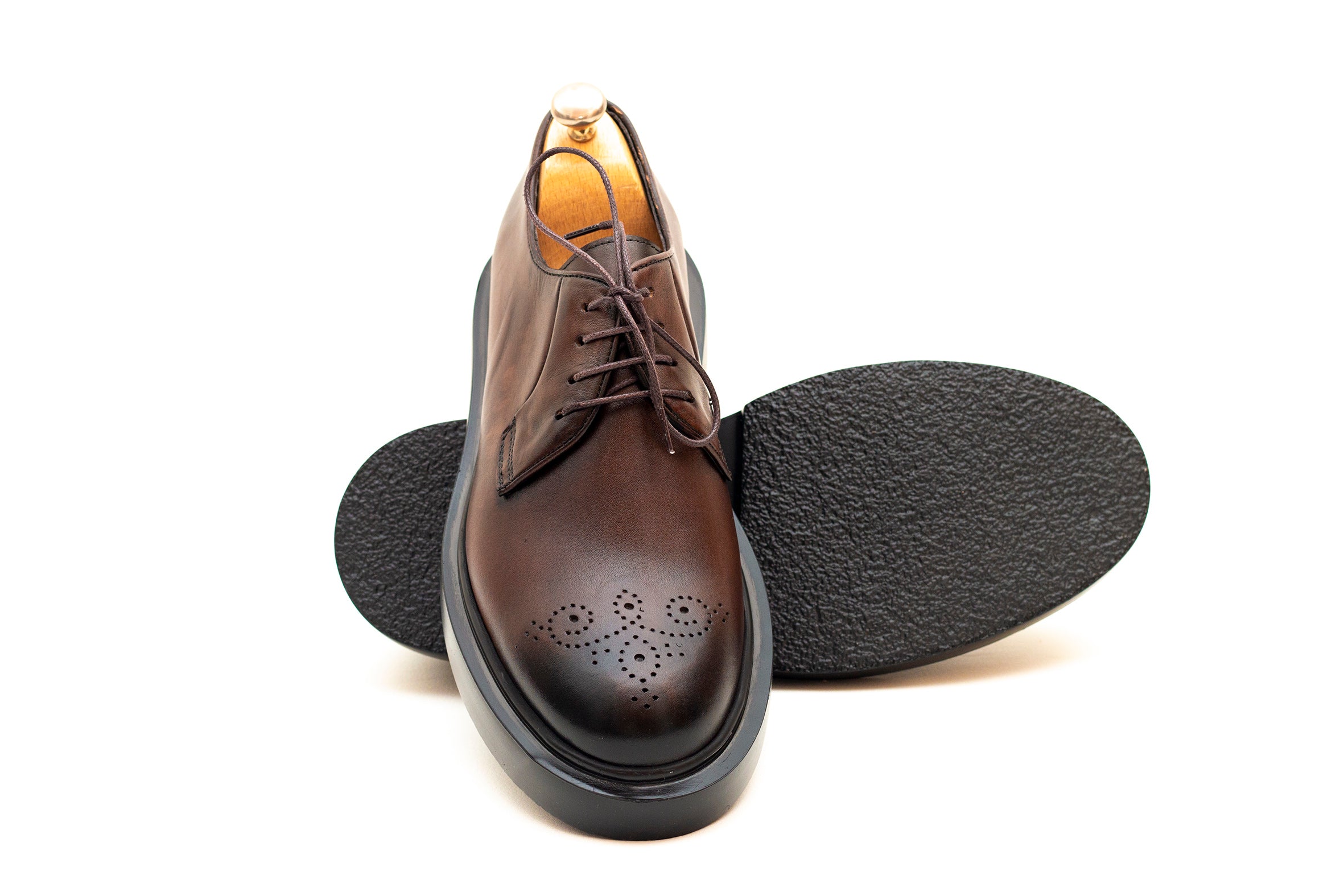 Capri Perforated Brown Derby Shoe