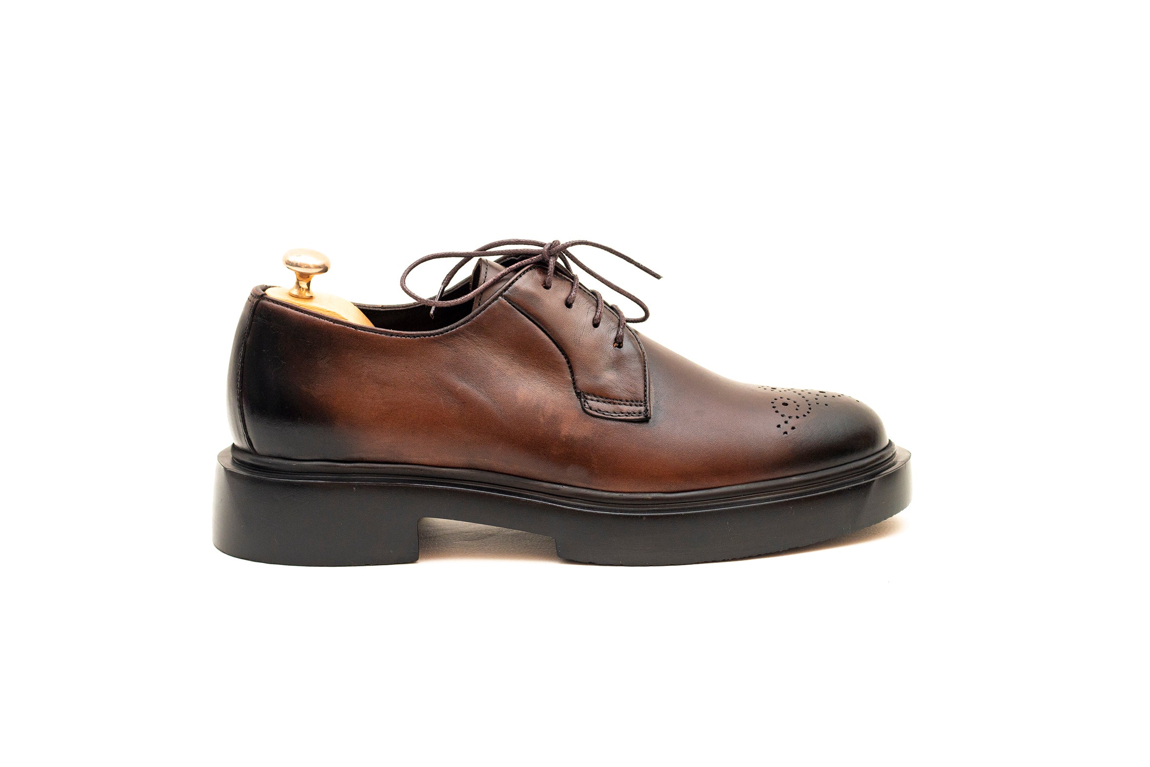 Capri Perforated Brown Derby Shoe
