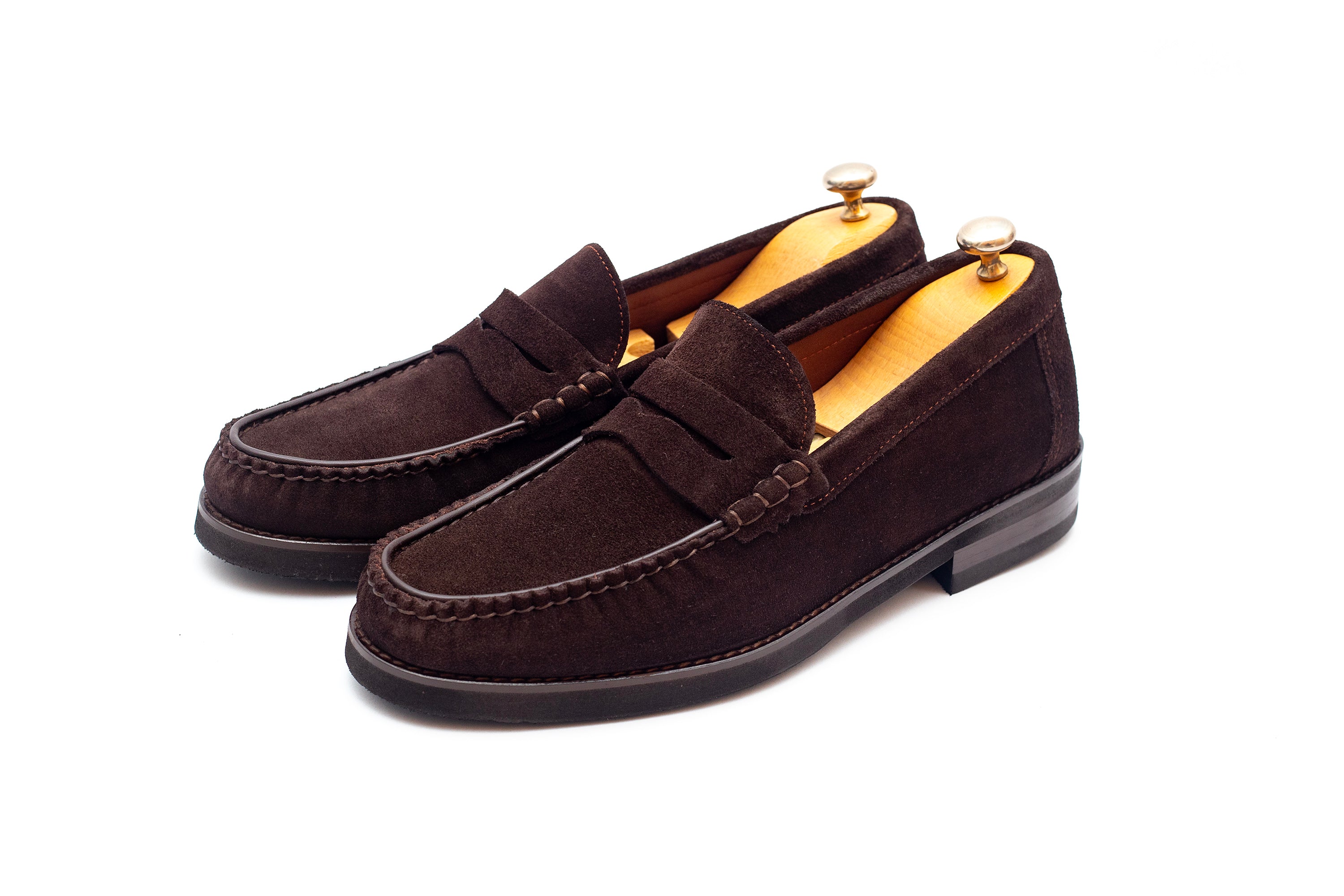 Suede Penny Loafer - Dark Brown