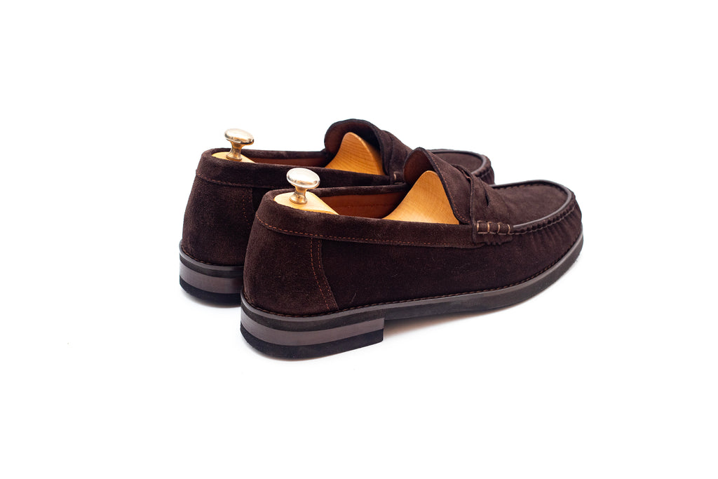 Suede Penny Loafer - Dark Brown