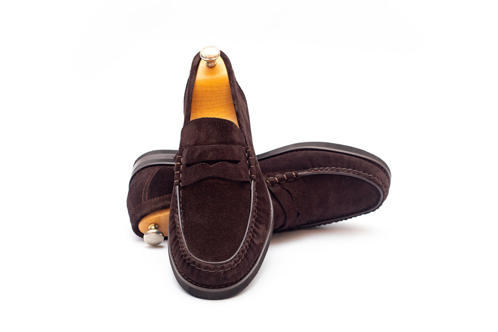 Suede Penny Loafer - Dark Brown