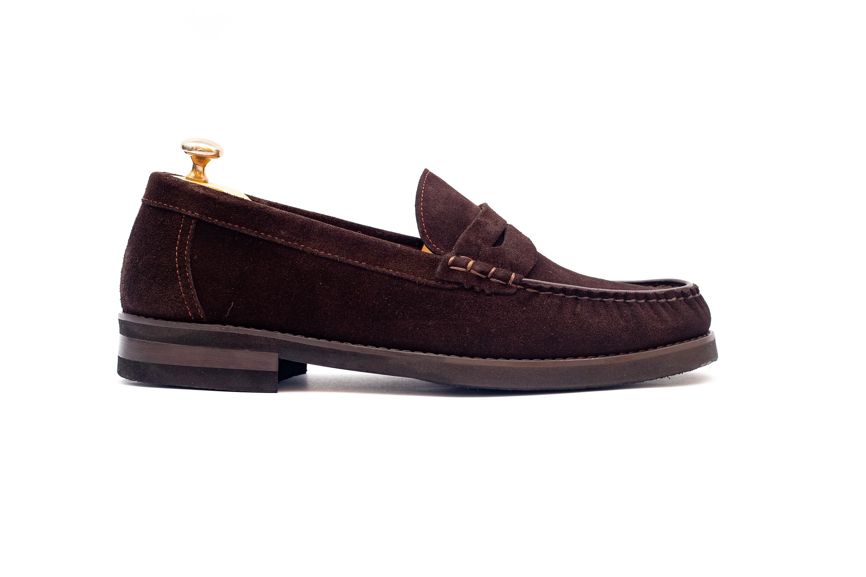 Suede Penny Loafer - Dark Brown