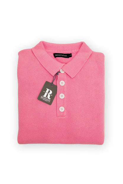 Baby Pink Long Sleeve Knitted Polo